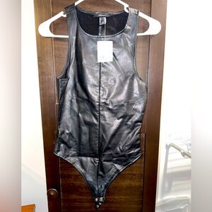 Forever 21 Black faux Leather Bodysuit